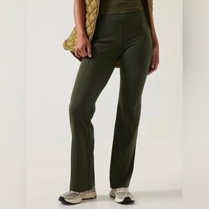 Athleta Delancey High Rise Pants Olive Green Aspen Straight Leg Yoga Size Small
